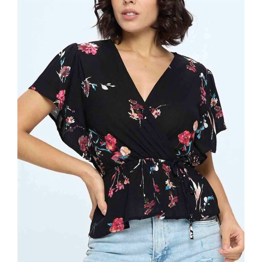 NEW EVER B elaina floral blouse in black